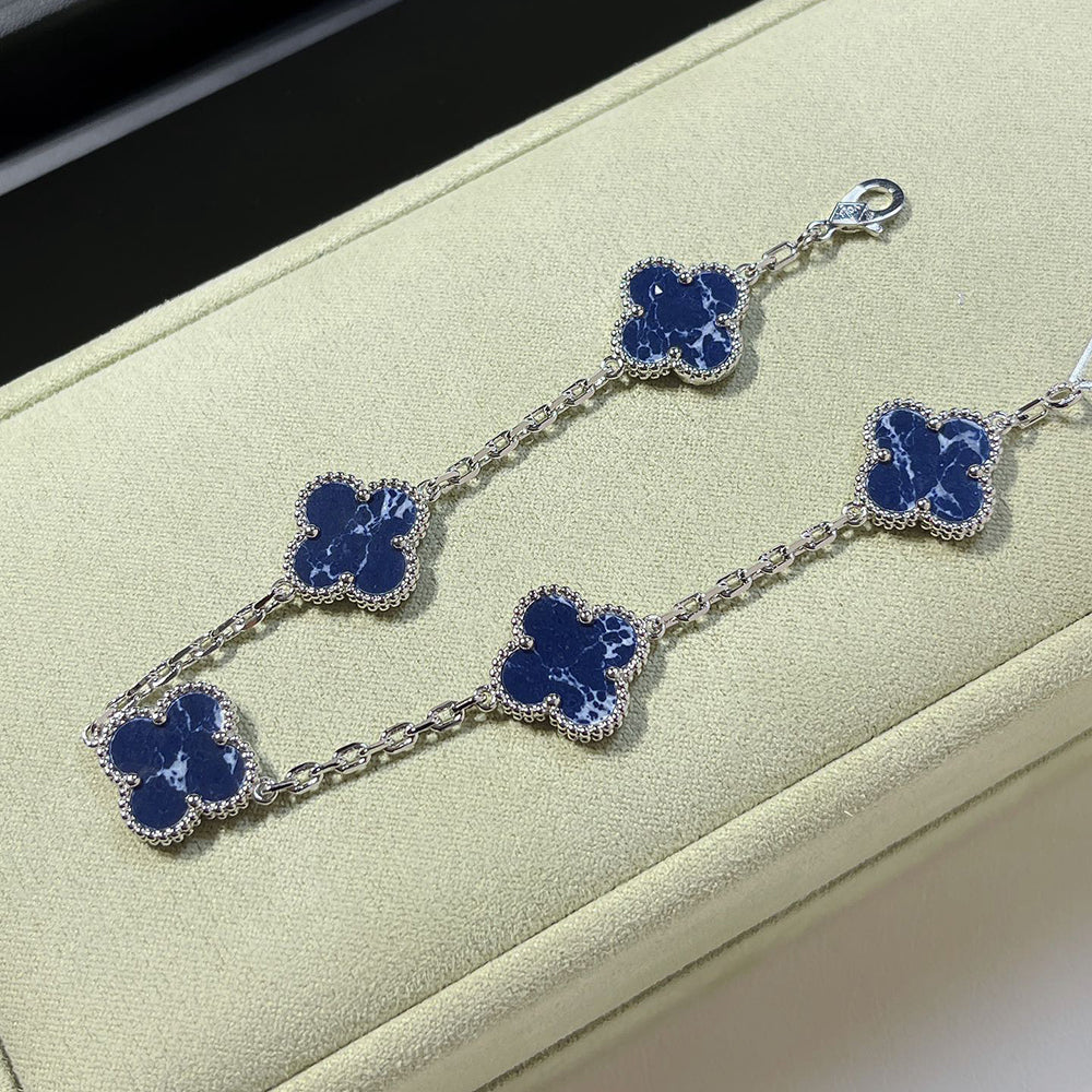 [ElanLuxe Jewelry]CLOVER 5 MOTIF PIETERSITE SILVER BRACELET