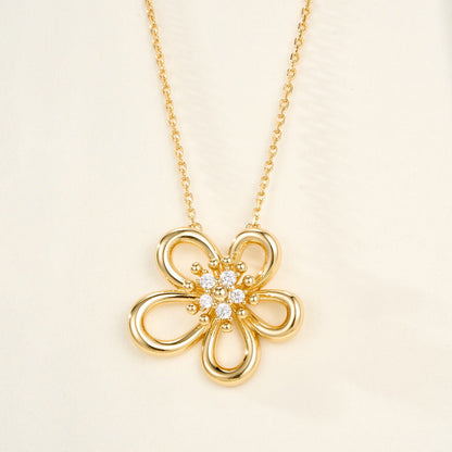 [Elanluxe Jewelry]FLOWERLACE NECKLACE 5 DIAMONDS