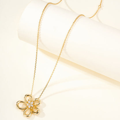 [Elanluxe Jewelry]FLOWERLACE NECKLACE 5 DIAMONDS