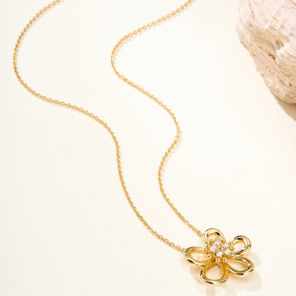 [Elanluxe Jewelry]FLOWERLACE NECKLACE 5 DIAMONDS