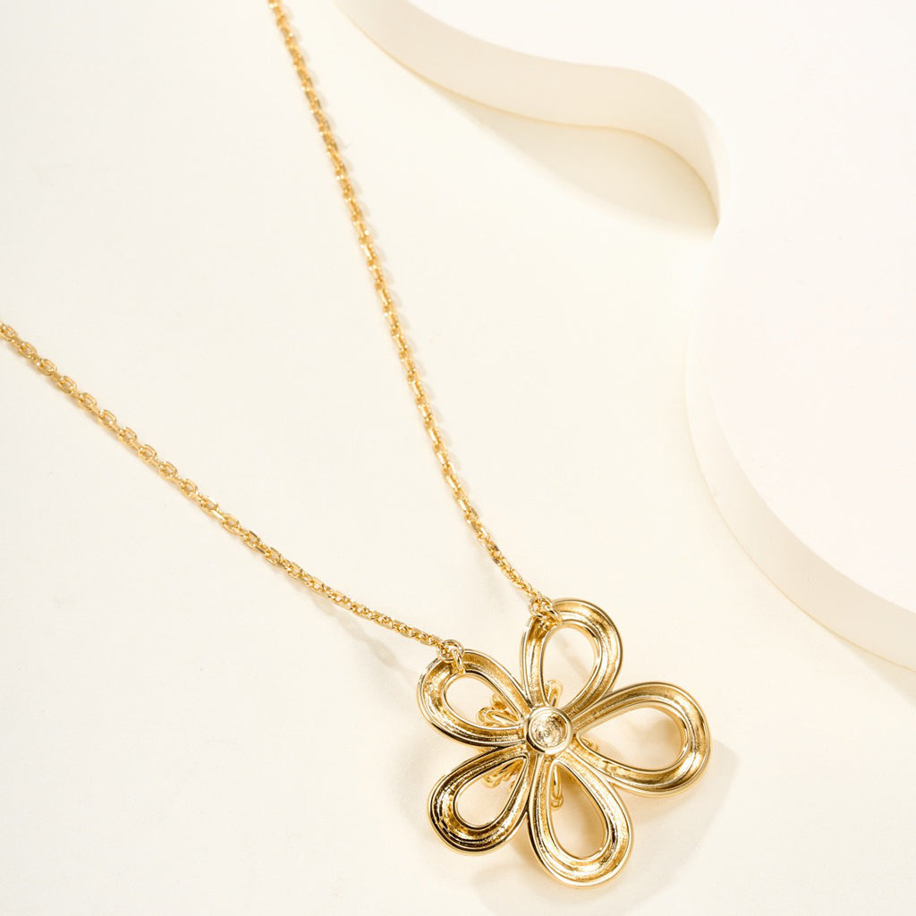 [Elanluxe Jewelry]FLOWERLACE NECKLACE 5 DIAMONDS