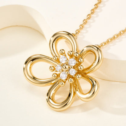 [Elanluxe Jewelry]FLOWERLACE NECKLACE 5 DIAMONDS