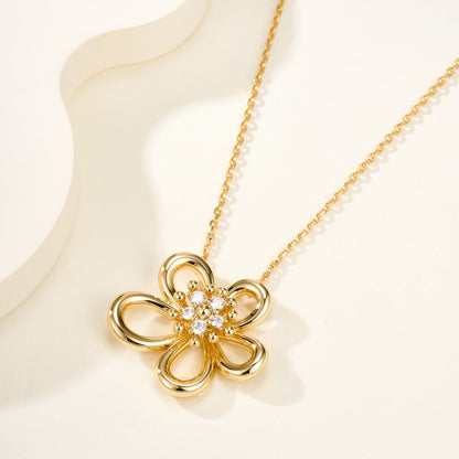 [Elanluxe Jewelry]FLOWERLACE NECKLACE 5 DIAMONDS