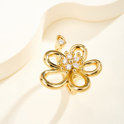 [Elanluxe Jewelry]  FLOWERLACE OPEN RING 5 DIAMONDS
