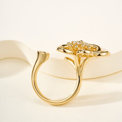 [Elanluxe Jewelry]  FLOWERLACE OPEN RING 5 DIAMONDS