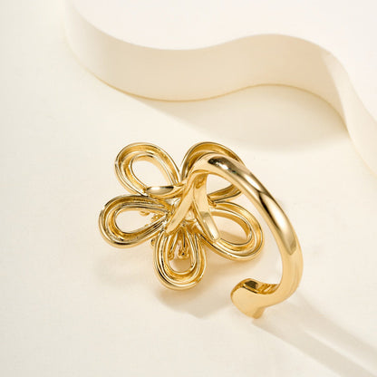 [Elanluxe Jewelry]  FLOWERLACE OPEN RING 5 DIAMONDS