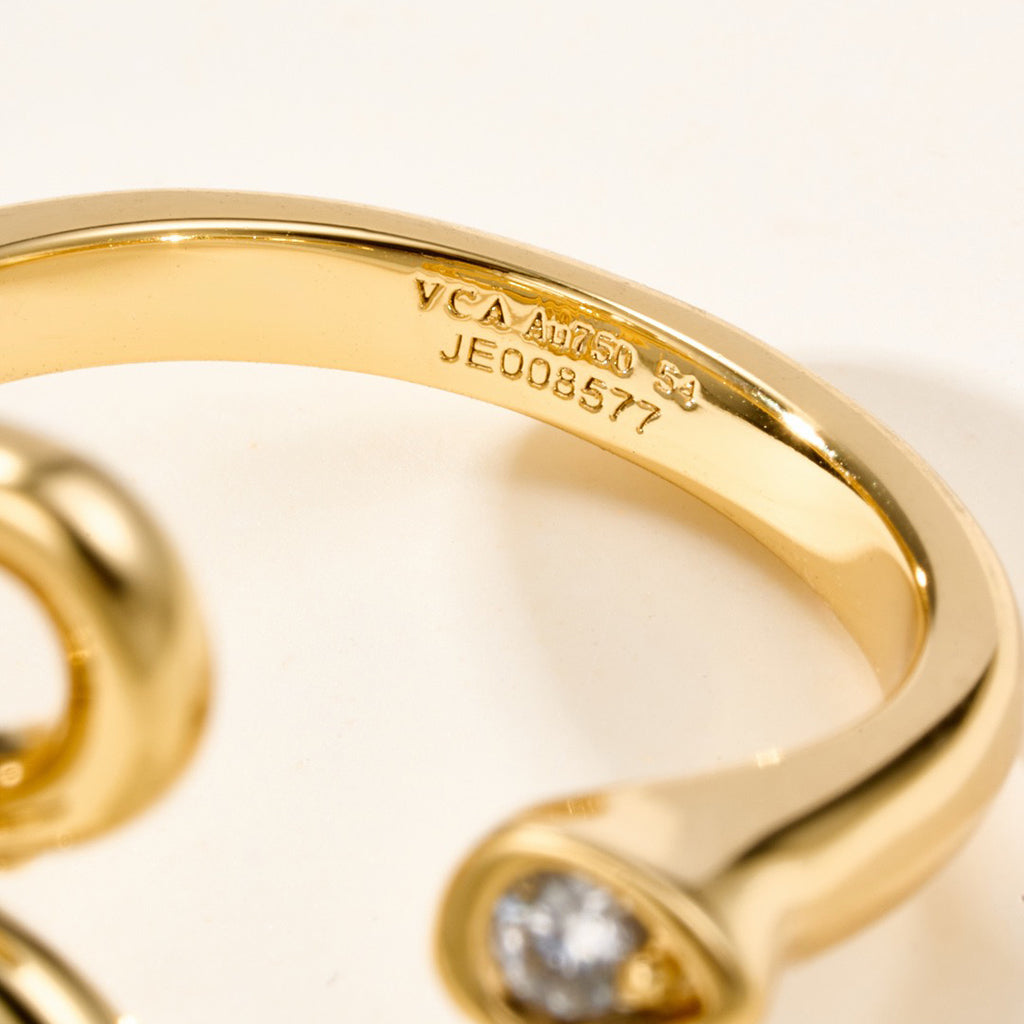 [Elanluxe Jewelry]  FLOWERLACE OPEN RING 5 DIAMONDS