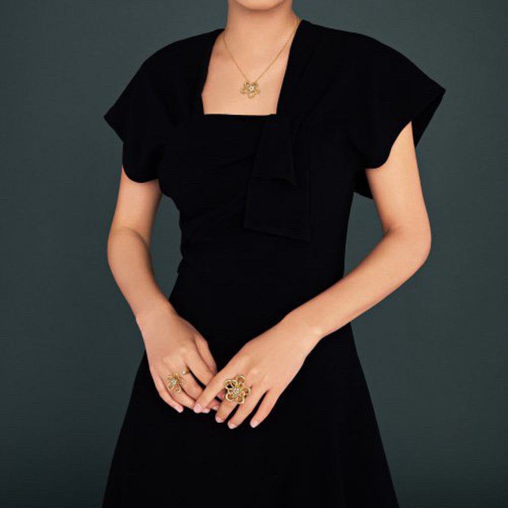 [Elanluxe Jewelry] FLOWERLACE RING 5 DIAMONDS