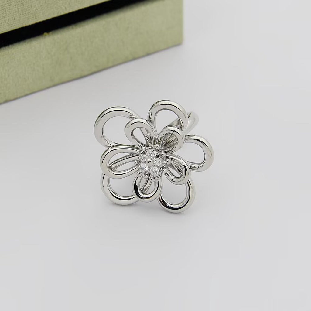 [Elanluxe Jewelry] FLOWERLACE RING 5 DIAMONDS