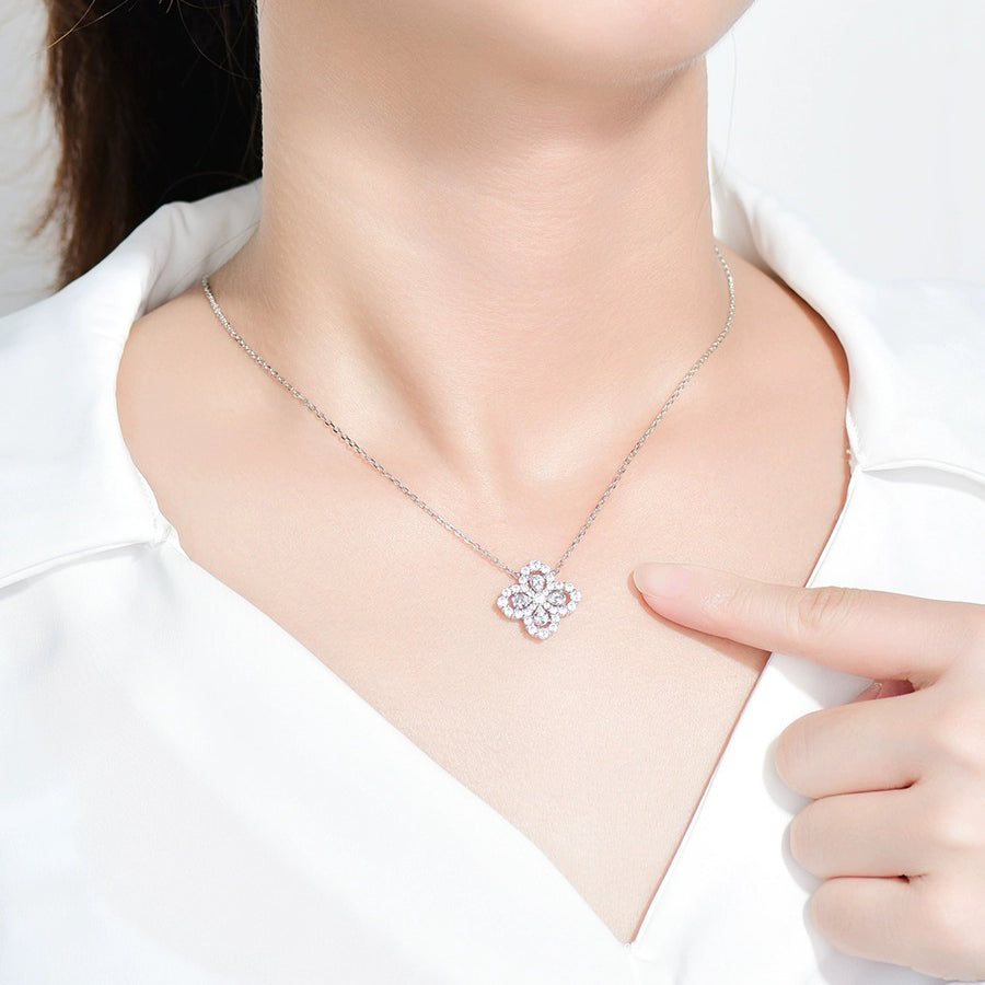 [ElanLuxe Jewelry]LOOP NECKLACE FULL MOTIF DIAMOND 16MM MULTIPLE COLORS