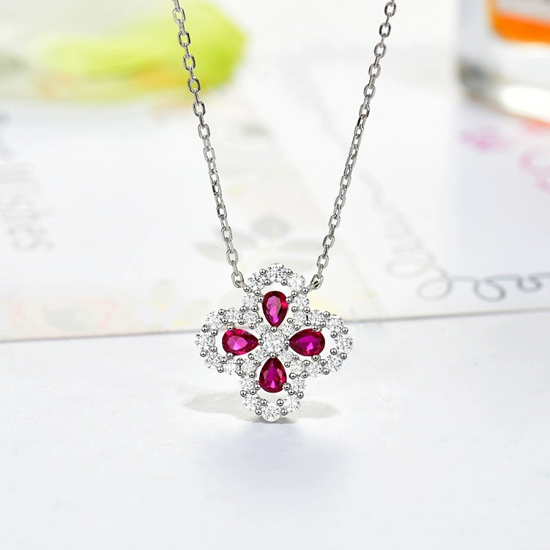 [ElanLuxe Jewelry]LOOP NECKLACE FULL MOTIF DIAMOND 16MM MULTIPLE COLORS