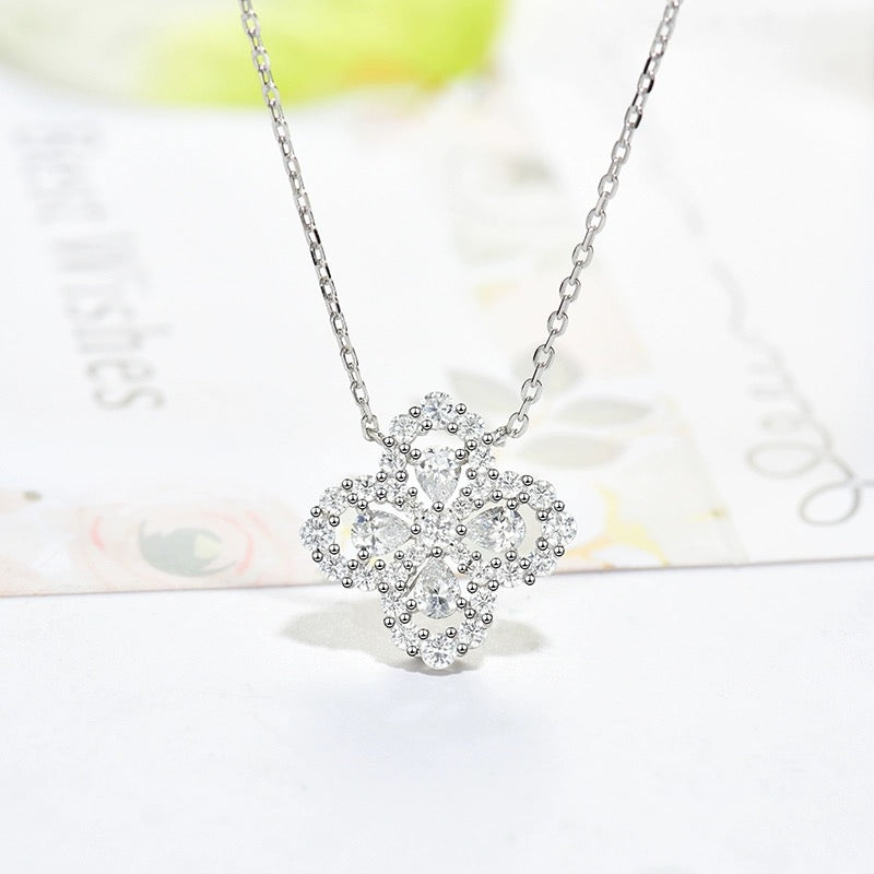[ElanLuxe Jewelry]LOOP NECKLACE FULL MOTIF DIAMOND 16MM MULTIPLE COLORS