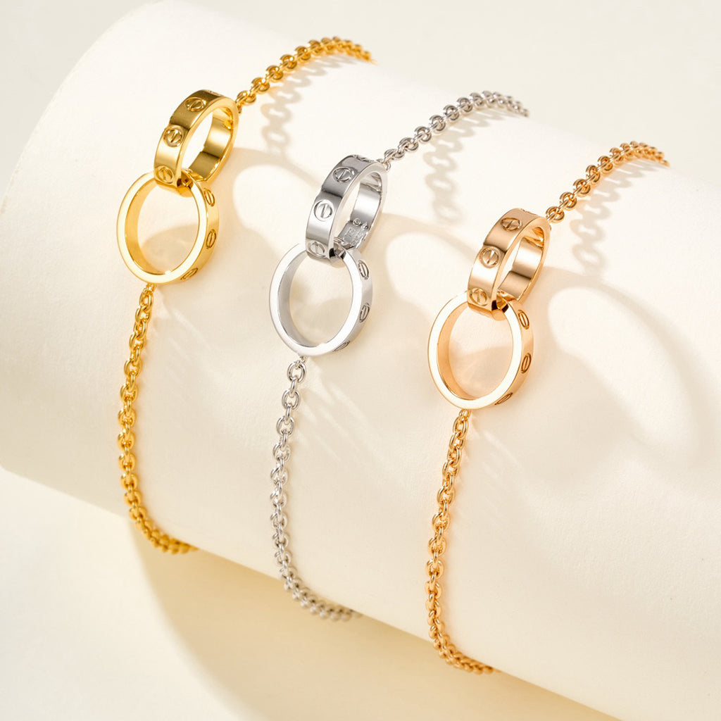 [ElanLuxe Jewelry]LOVE BRACELET DOUBLE RING