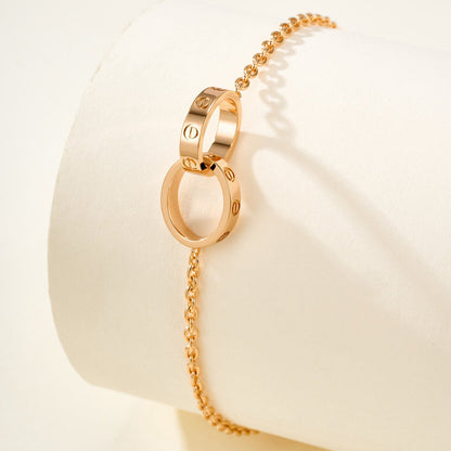 [ElanLuxe Jewelry]LOVE BRACELET DOUBLE RING