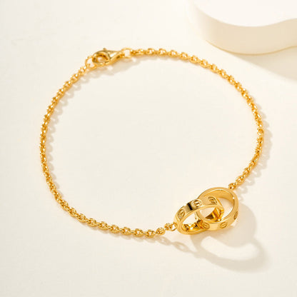 [ElanLuxe Jewelry]LOVE BRACELET DOUBLE RING
