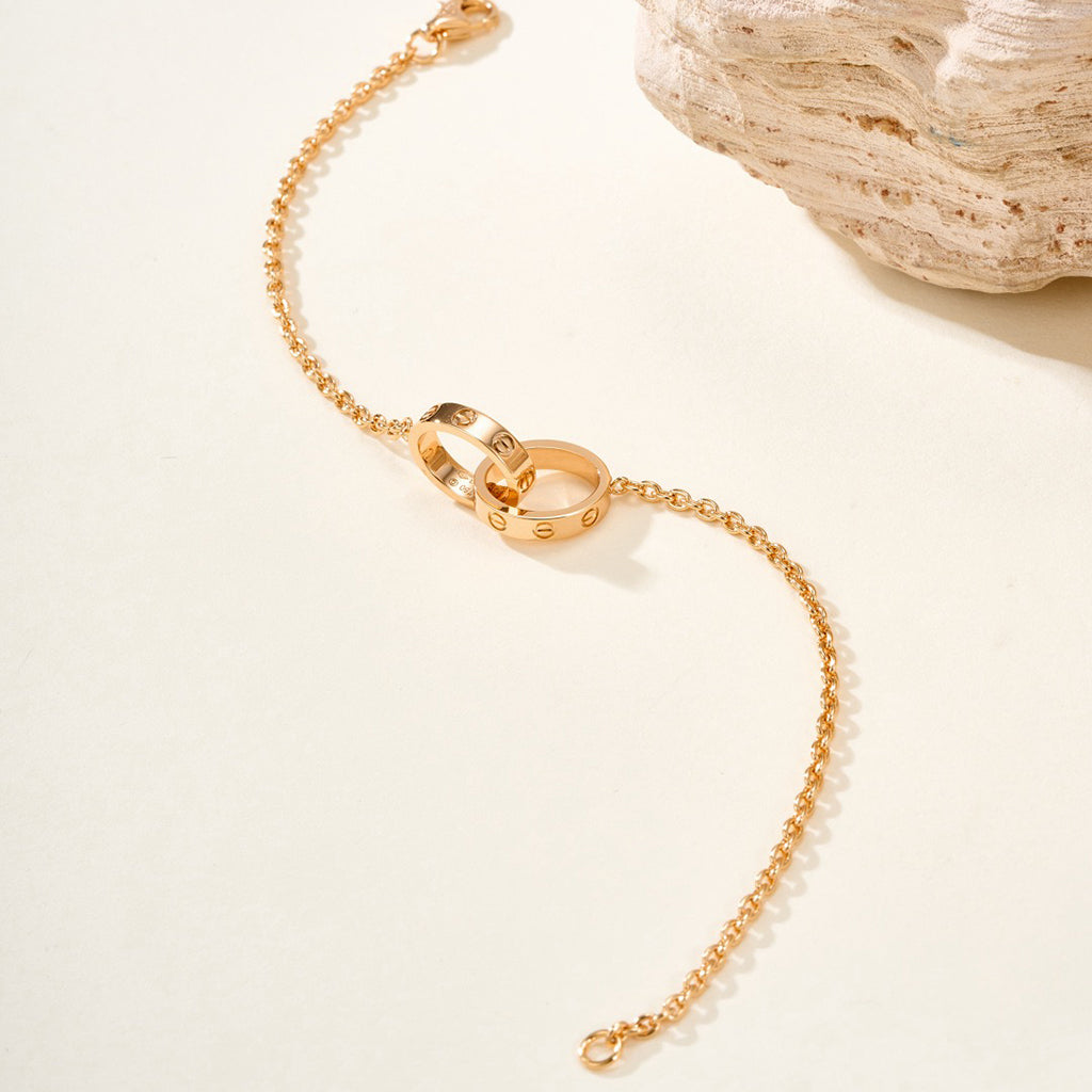 [ElanLuxe Jewelry]LOVE BRACELET DOUBLE RING