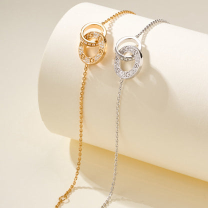 [ElanLuxe Jewelry]LOVE DOUBLE RING FULL DIAMOND BRACELET