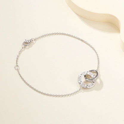 [ElanLuxe Jewelry]LOVE DOUBLE RING FULL DIAMOND BRACELET