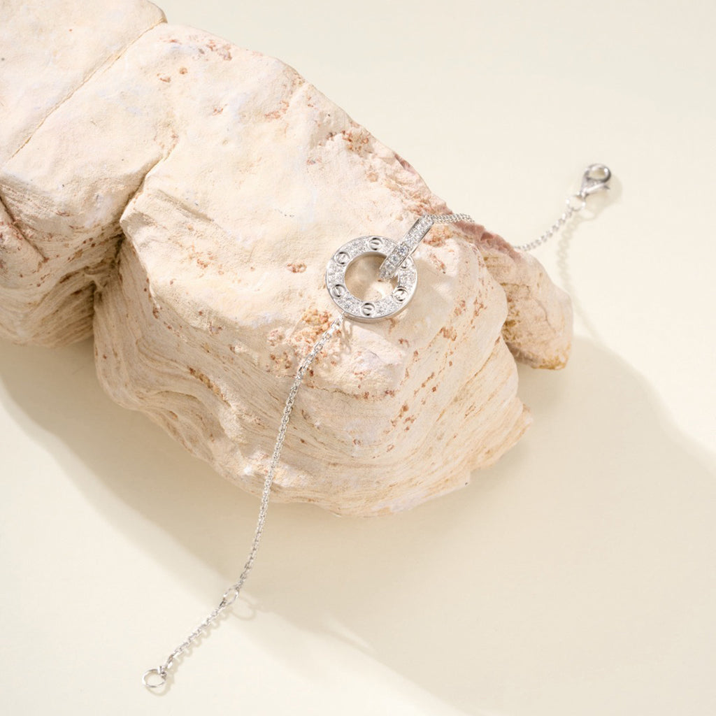 [ElanLuxe Jewelry]LOVE DOUBLE RING FULL DIAMOND BRACELET