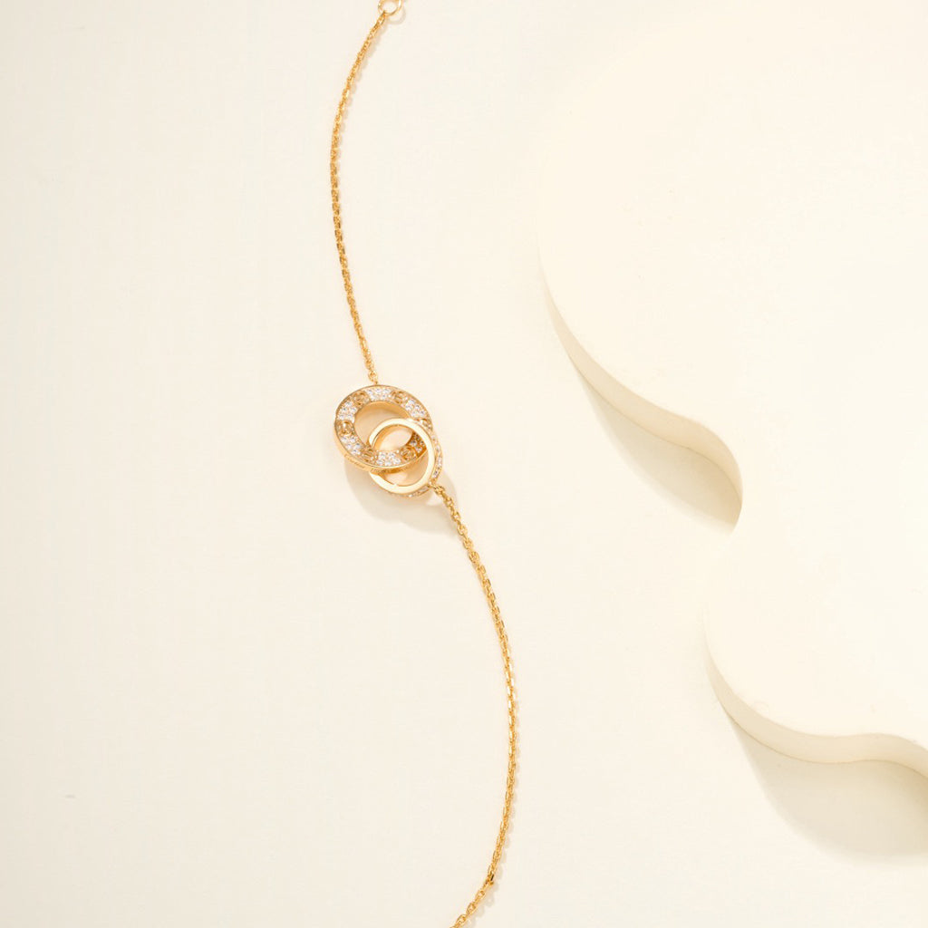 [ElanLuxe Jewelry]LOVE DOUBLE RING FULL DIAMOND BRACELET
