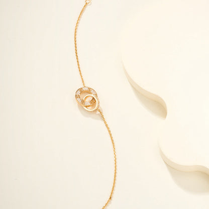 [ElanLuxe Jewelry]LOVE DOUBLE RING FULL DIAMOND BRACELET