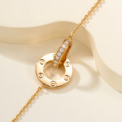 [ElanLuxe Jewelry]LOVE DOUBLE RING FULL DIAMOND BRACELET
