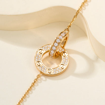 [ElanLuxe Jewelry]LOVE DOUBLE RING FULL DIAMOND BRACELET