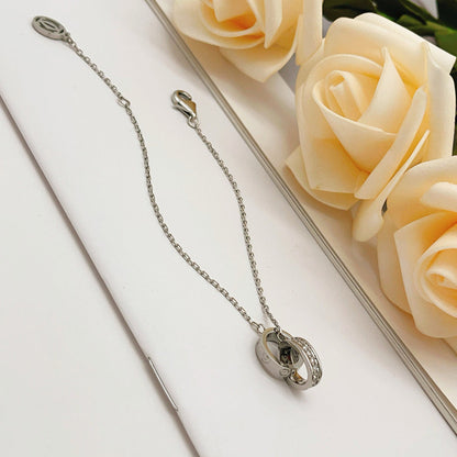 [ElanLuxe Jewelry]LOVE DOUBLE RING HALF DIAMOND BRACELET