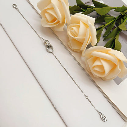 [ElanLuxe Jewelry]LOVE DOUBLE RING HALF DIAMOND BRACELET