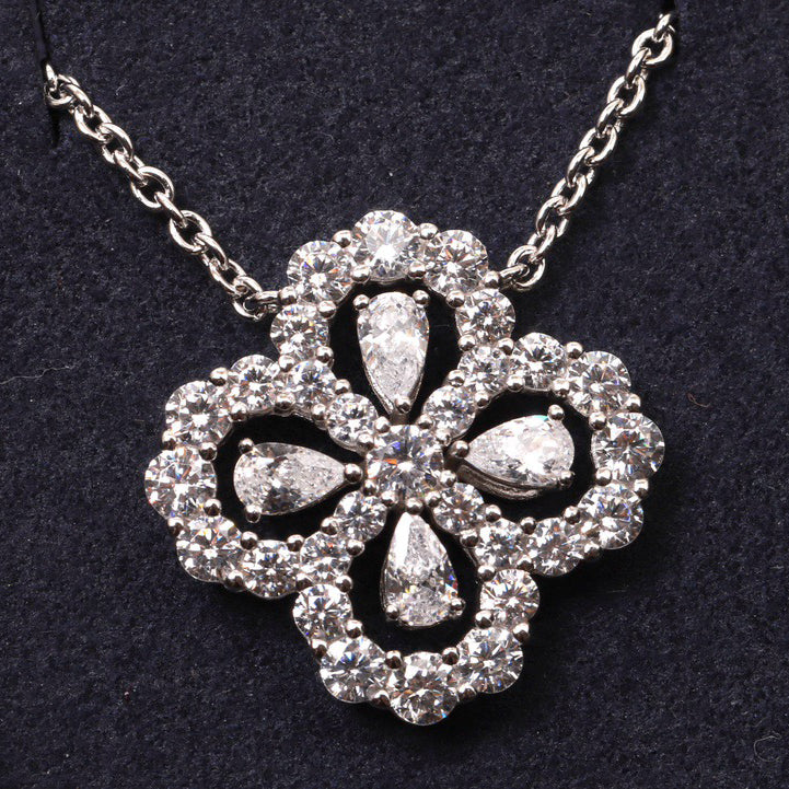 [ElanLuxe Jewelry]LOOP NECKLACE FULL MOTIF DIAMOND 16MM MULTIPLE COLORS