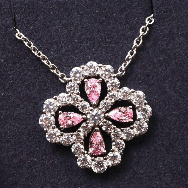[ElanLuxe Jewelry]LOOP NECKLACE FULL MOTIF DIAMOND 16MM MULTIPLE COLORS