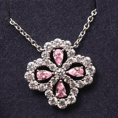 [ElanLuxe Jewelry]LOOP NECKLACE FULL MOTIF DIAMOND 16MM MULTIPLE COLORS