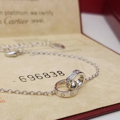 [ElanLuxe Jewelry]LOVE DOUBLE RING HALF DIAMOND BRACELET