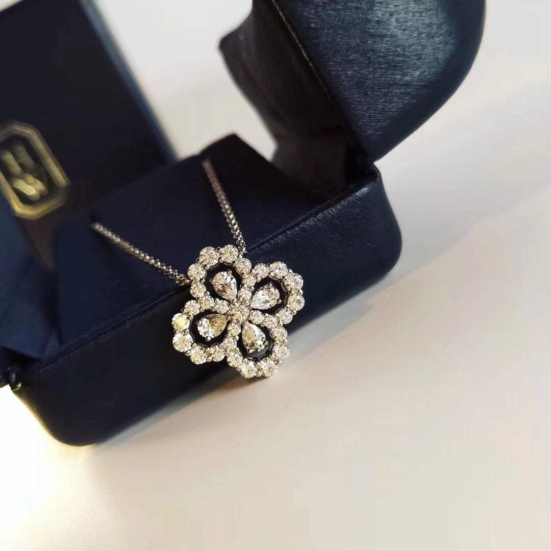 [ElanLuxe Jewelry]LOOP NECKLACE FULL MOTIF DIAMOND 16MM MULTIPLE COLORS