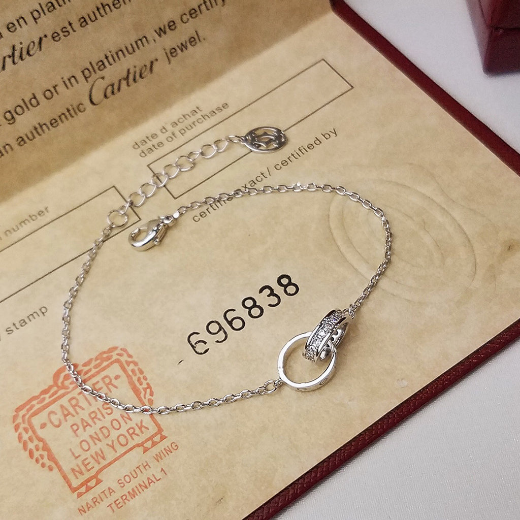 [ElanLuxe Jewelry]LOVE DOUBLE RING HALF DIAMOND BRACELET