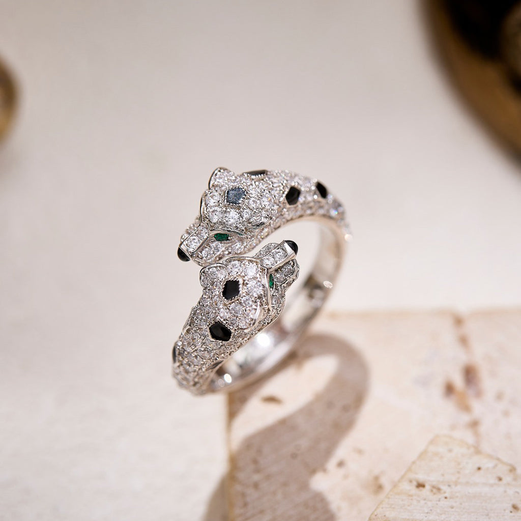 [ElanLuxe Jewelry]PANTHERE DOUBLE HEADED FULL DIAMOND  RING