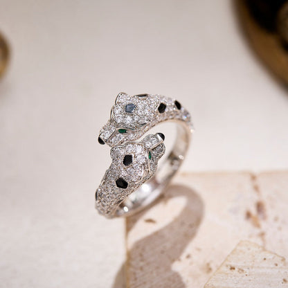 [ElanLuxe Jewelry]PANTHERE DOUBLE HEADED FULL DIAMOND  RING