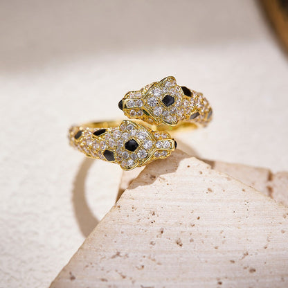 [ElanLuxe Jewelry]PANTHERE DOUBLE HEADED FULL DIAMOND  RING