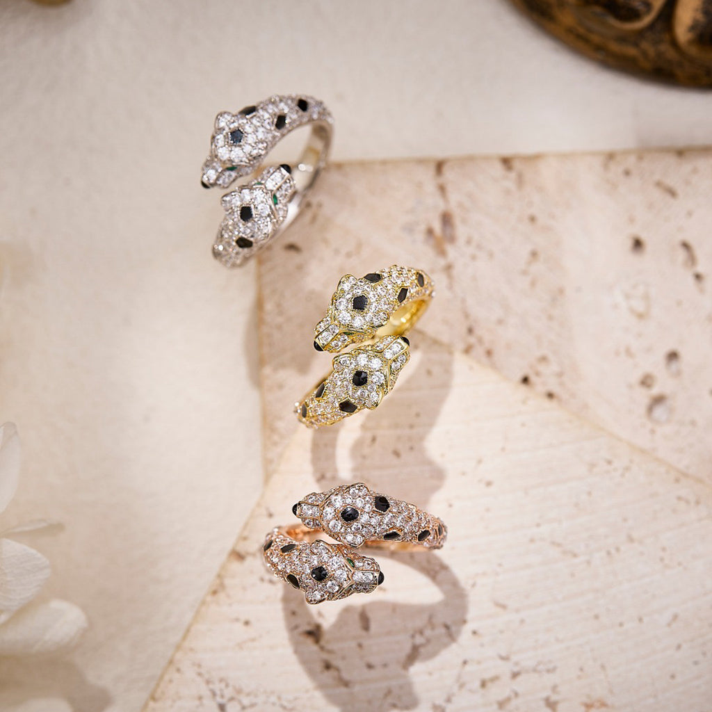 [ElanLuxe Jewelry]PANTHERE DOUBLE HEADED FULL DIAMOND  RING