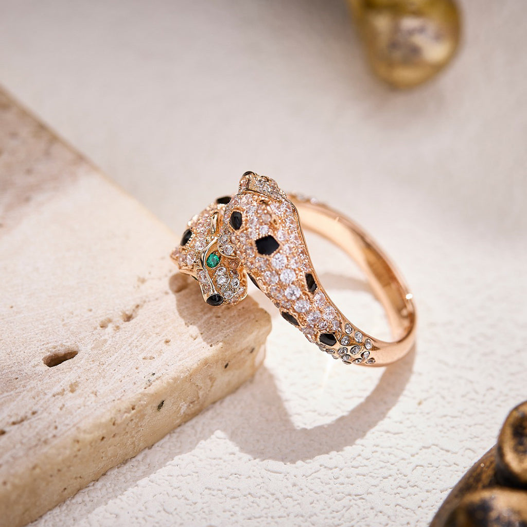 [ElanLuxe Jewelry]PANTHERE DOUBLE HEADED FULL DIAMOND  RING