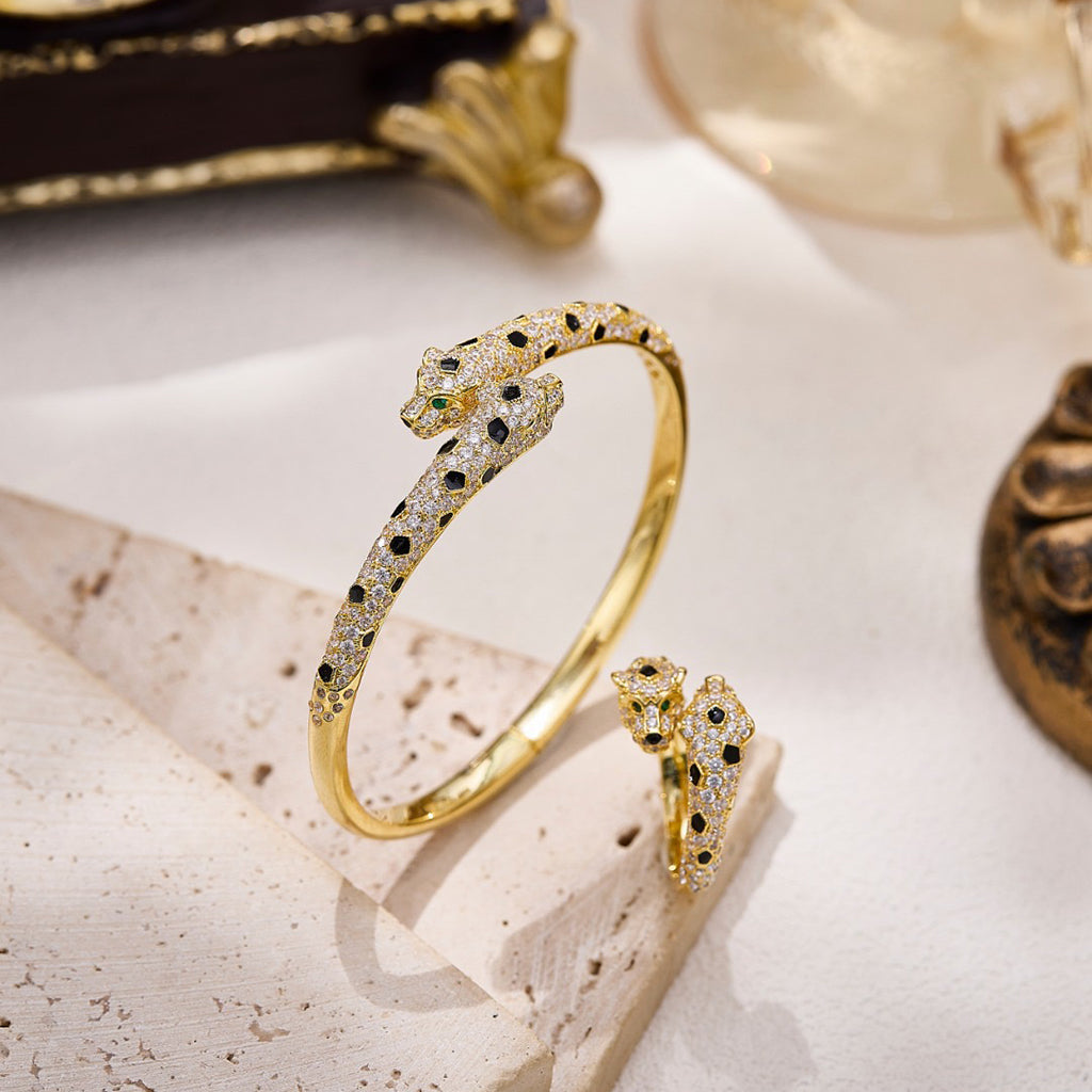 [ElanLuxe Jewelry]PANTHERE DOUBLE HEADED FULL DIAMOND  RING