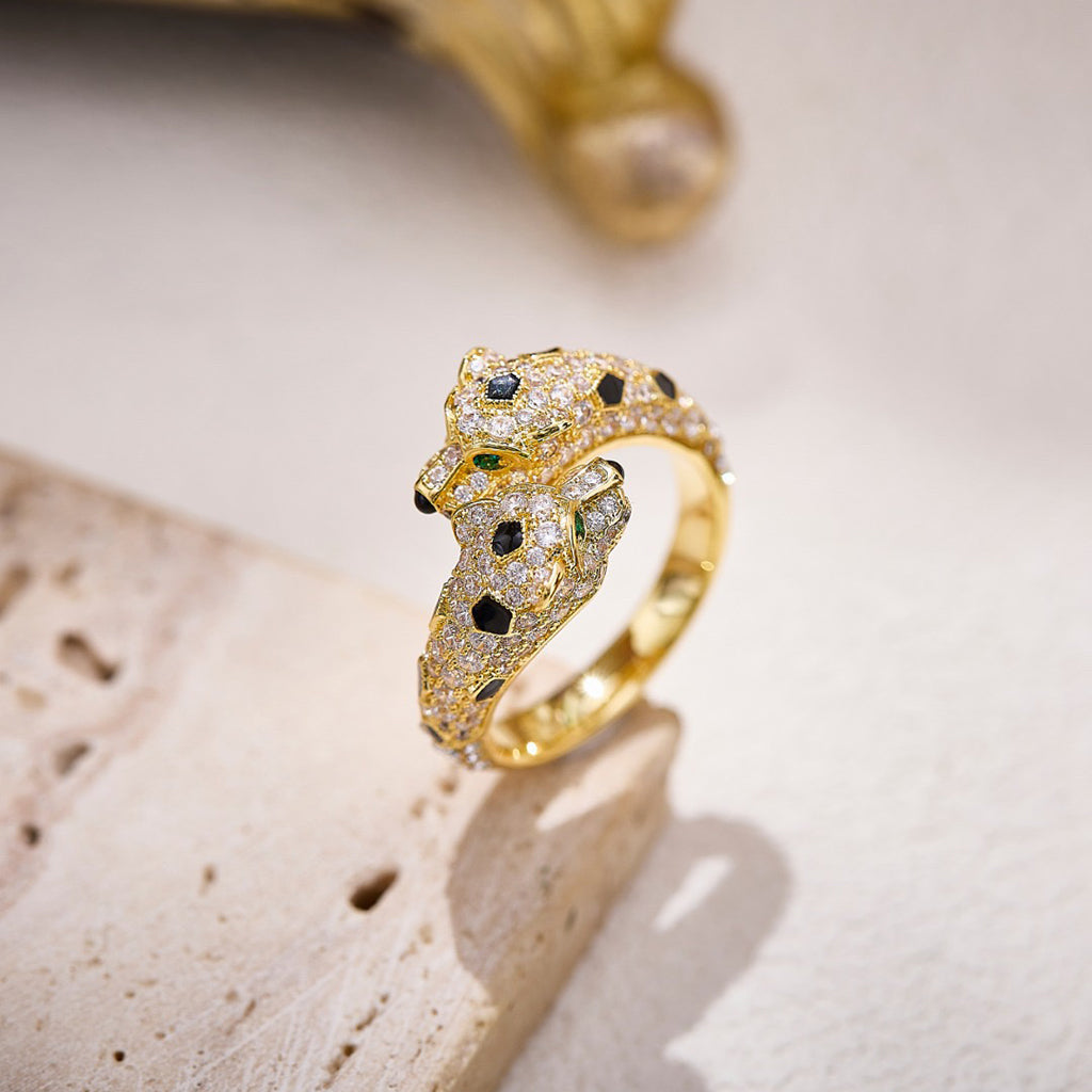 [ElanLuxe Jewelry]PANTHERE DOUBLE HEADED FULL DIAMOND  RING