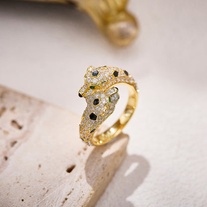 [ElanLuxe Jewelry]PANTHERE DOUBLE HEADED FULL DIAMOND  RING