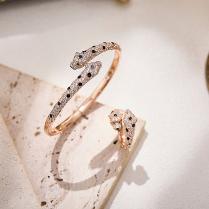 [ElanLuxe Jewelry]PANTHERE DOUBLE HEADED FULL DIAMOND  RING