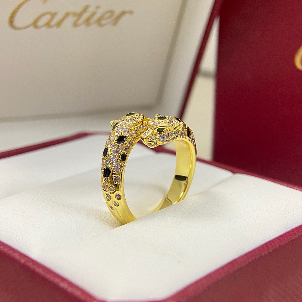 [ElanLuxe Jewelry]PANTHERE DOUBLE HEADED FULL DIAMOND  RING