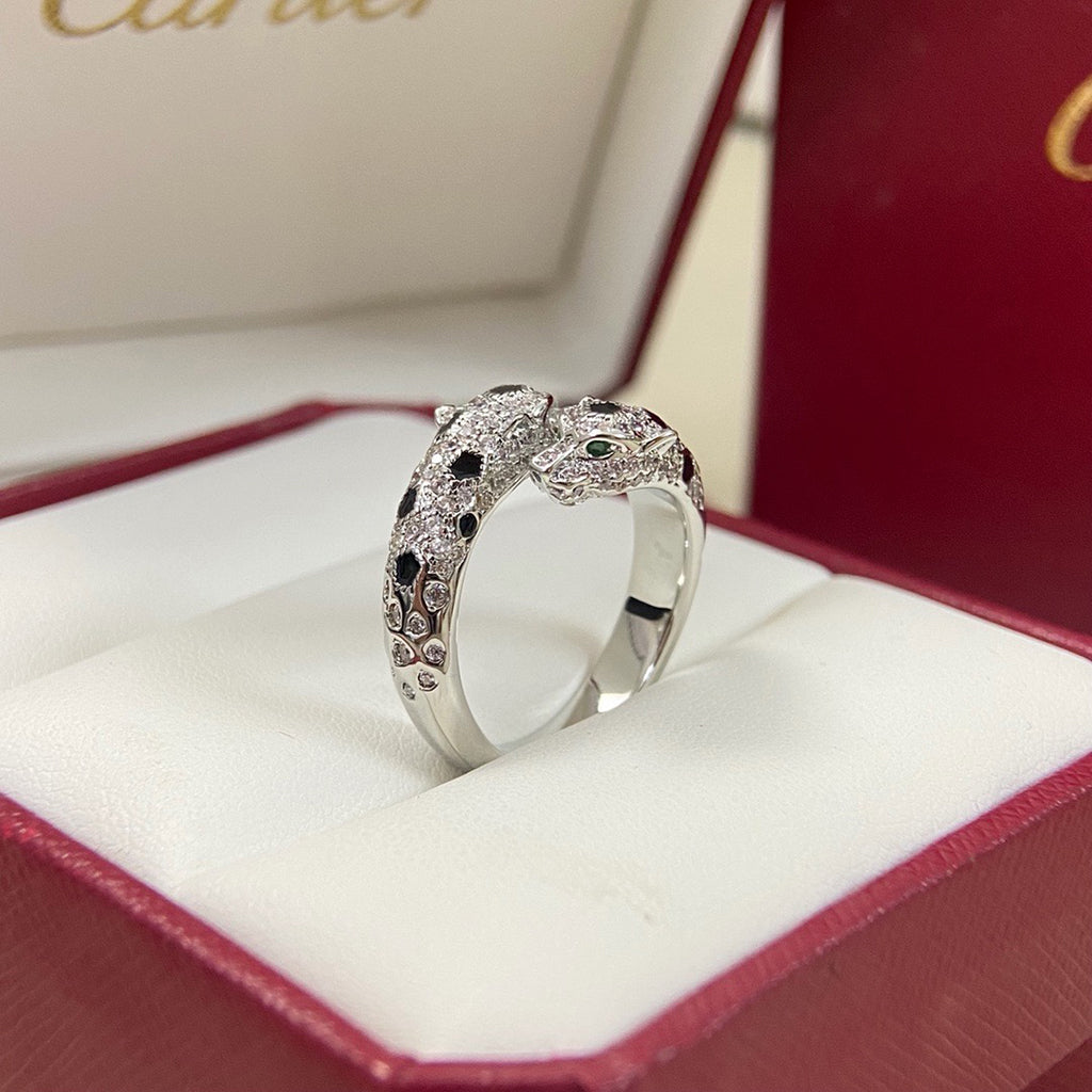 [ElanLuxe Jewelry]PANTHERE DOUBLE HEADED FULL DIAMOND  RING