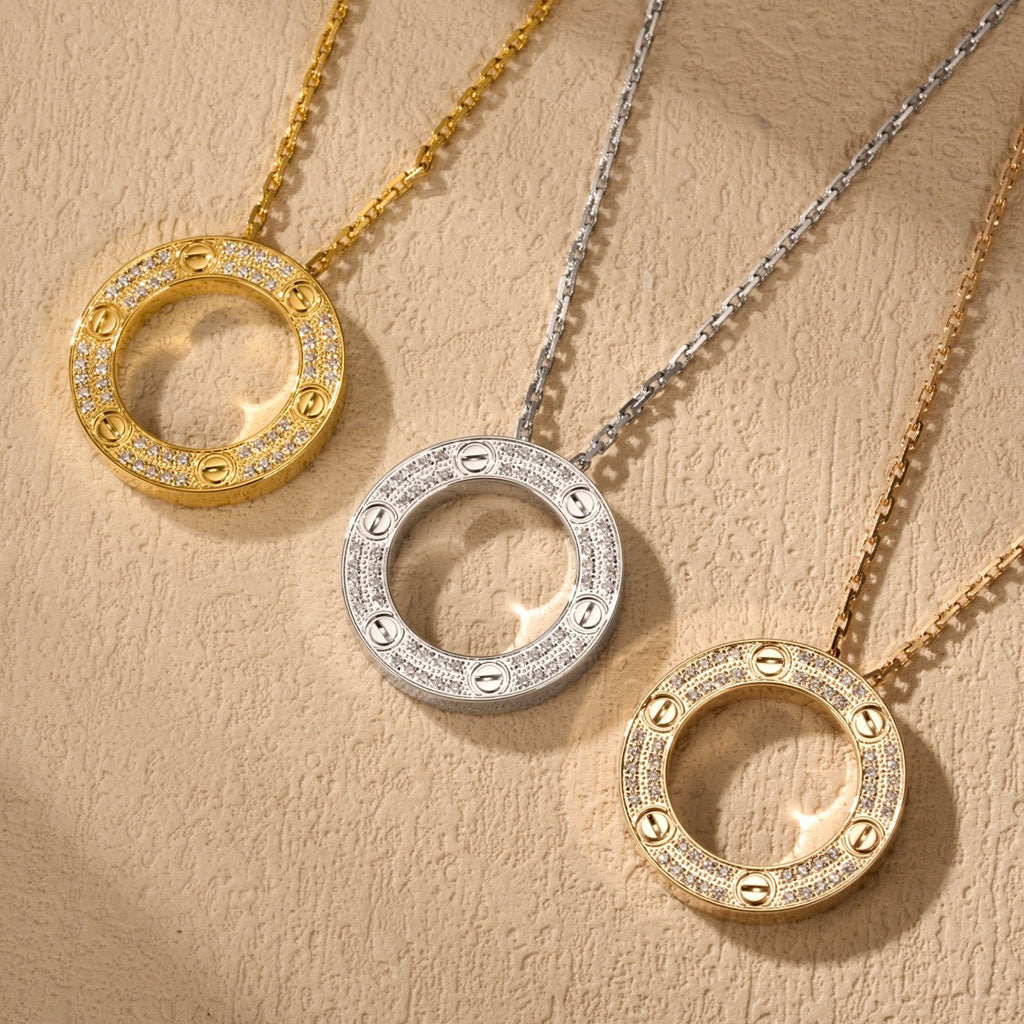 [ElanLuxe Jewelry]LOVE NECKLACE 16MM  FULL DIAMOND