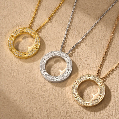 [ElanLuxe Jewelry]LOVE NECKLACE 16MM  FULL DIAMOND