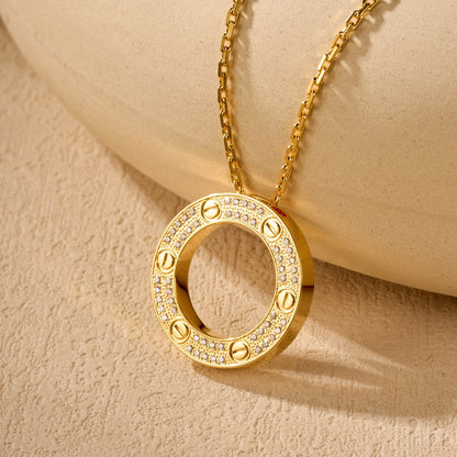 [ElanLuxe Jewelry]LOVE NECKLACE 16MM  FULL DIAMOND