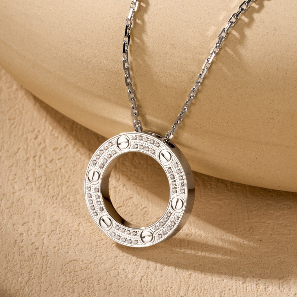 [ElanLuxe Jewelry]LOVE NECKLACE 16MM  FULL DIAMOND